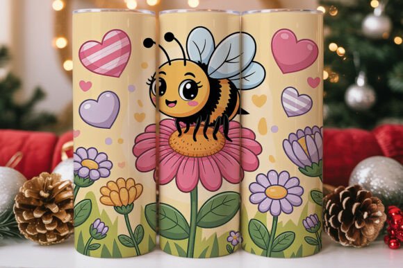 Cute Bee Flowers Tumbler Wrap Design Review
