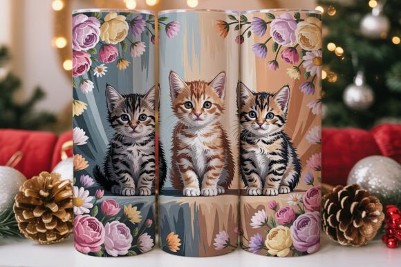 Fluffy Kittens with Flowers Tumbler Wrap Design Review