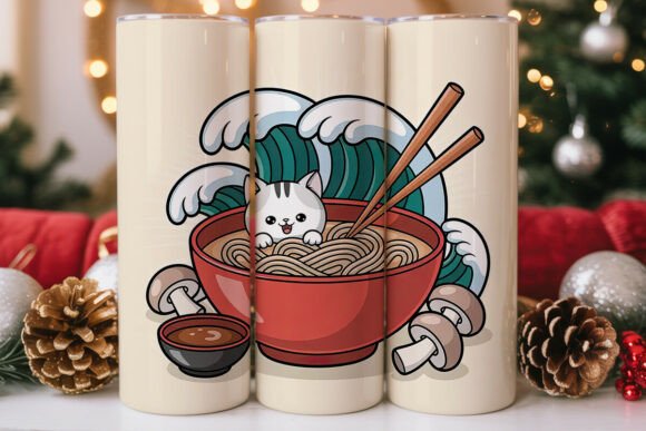 Kawaii Cat Ramen Tumbler Wrap Design Review