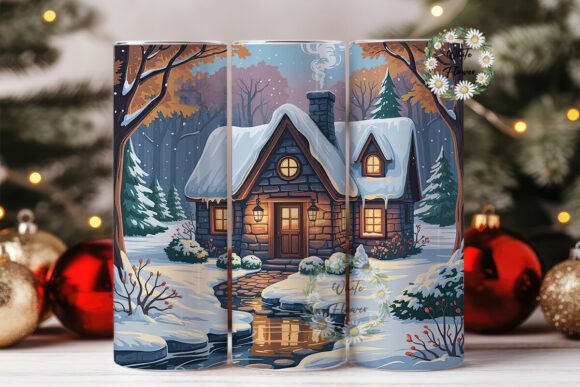Winter Cottage Scene 20oz Tumbler Wrap Review